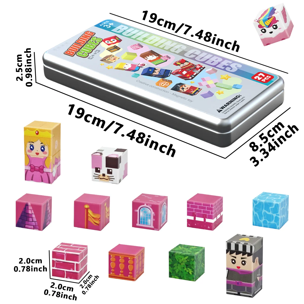 27pcs Iron Box Magnetic Block Set,Magnetic Tiles,Children's Puzzle Building Blocks Toy,Preschool Educational Building blocks Set