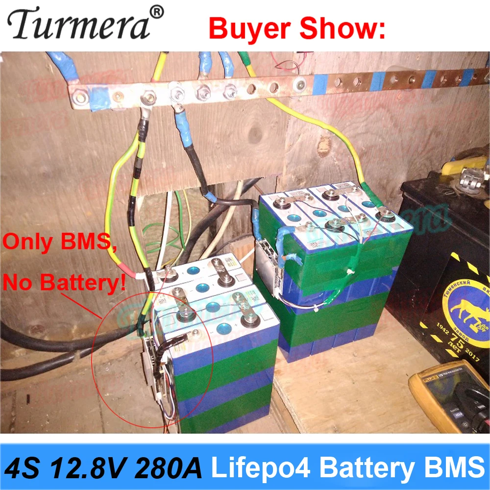 Turmera 4S 12.8V 200A 280A Balance Lifepo4 Battery BMS Balance Protected Board for 3.2V 200Ah 280Ah 320Ah Lifepo4 Batteries Use