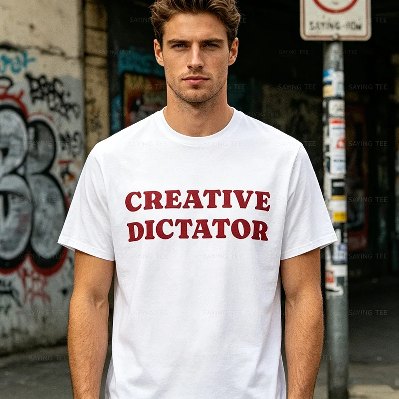 Kreativer Diktator Kreativer Chef Sarkastisches Humor-Zitat Herren Damen T-Shirt Y2k Persönlichkeit Arbeitsplatz-Sprücher T-Shirt Weiches Baumwoll-T-Shirt – Detail 3