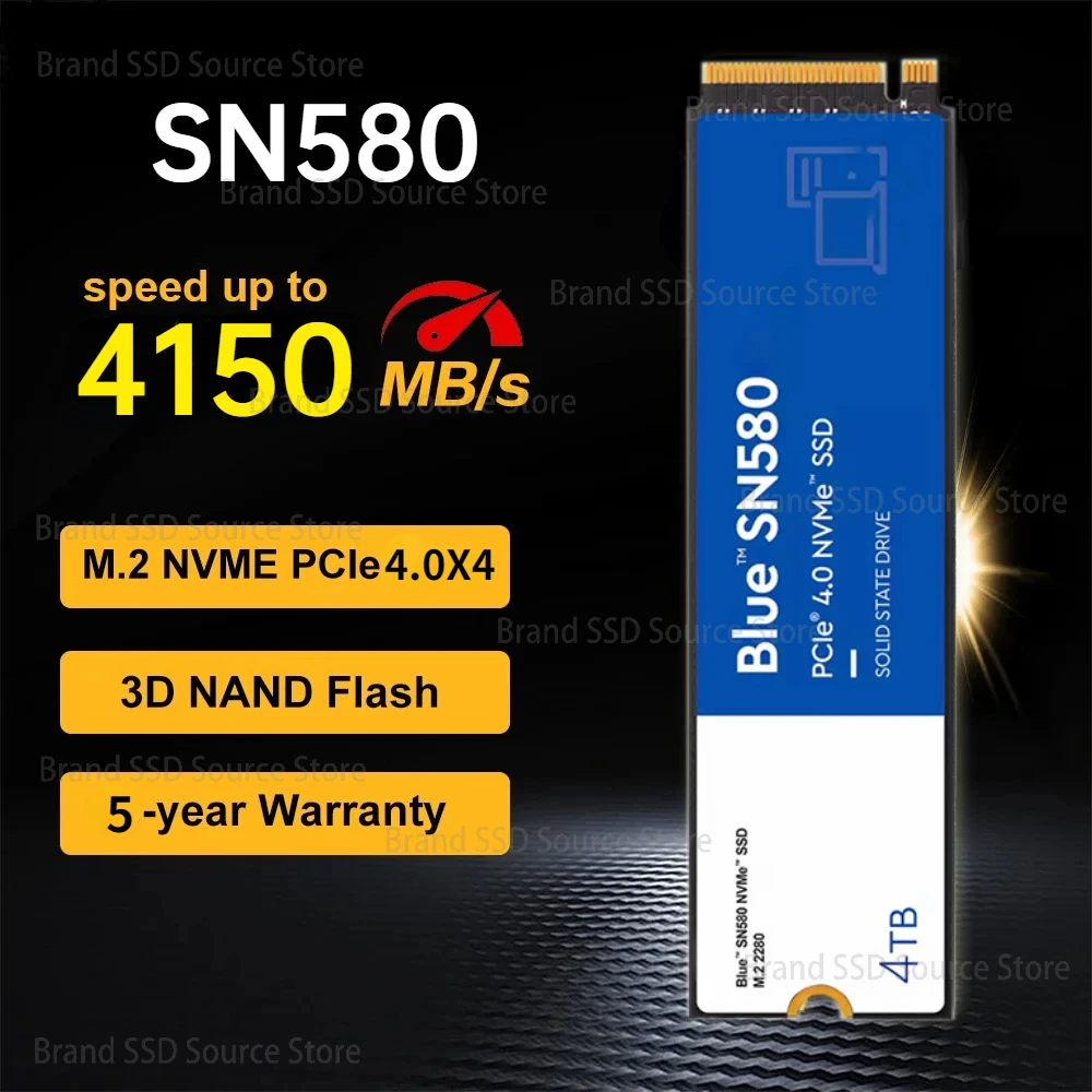 New SSD M2 SN580 4TB 2TB 1TB 2280 PCIe 4.0 X 4  SSD Internal Solid State drive For PS5 Desktop PCIe 16Gb/s,  Up to 4,150 MB/s