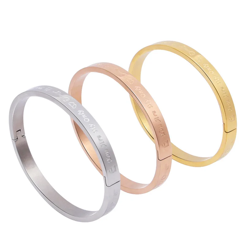 Wholesale You Are My Only Love Stainless Steel Key And Lock Pattern Bangle For Women Gift Fashion Jewelry