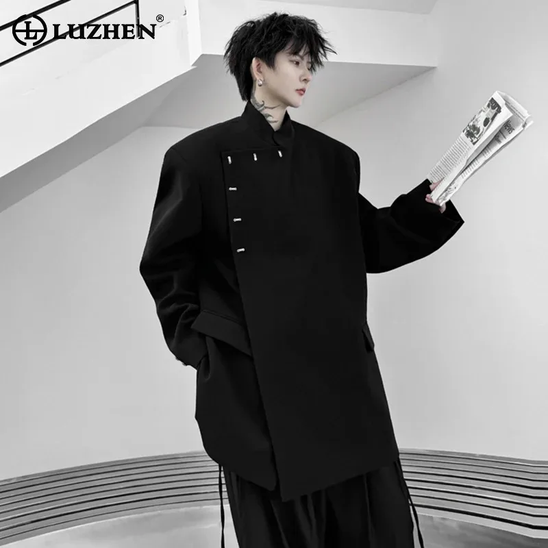 

LUZHEN 2024 Autumn New Fashion Plain Korean Asymmetric Design Suit Jackets Original Stylish Elegant Loose Men's Blazers LZ4718