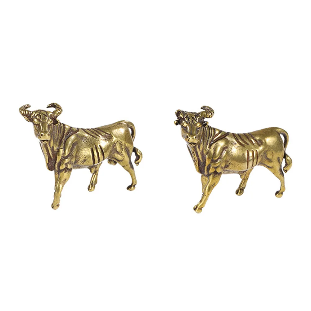 

2Pcs Brass Cow Ornament Creative Desktop Decor Compact Cow Desktop Adornment Unique Brass Craft Decor The Animal Year Adornment