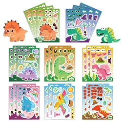 8/16PCS Creative Dinosaur Cartoon Collage Stickers DIY Game Stickers Animal Craft Laptop Skateboard Stickers