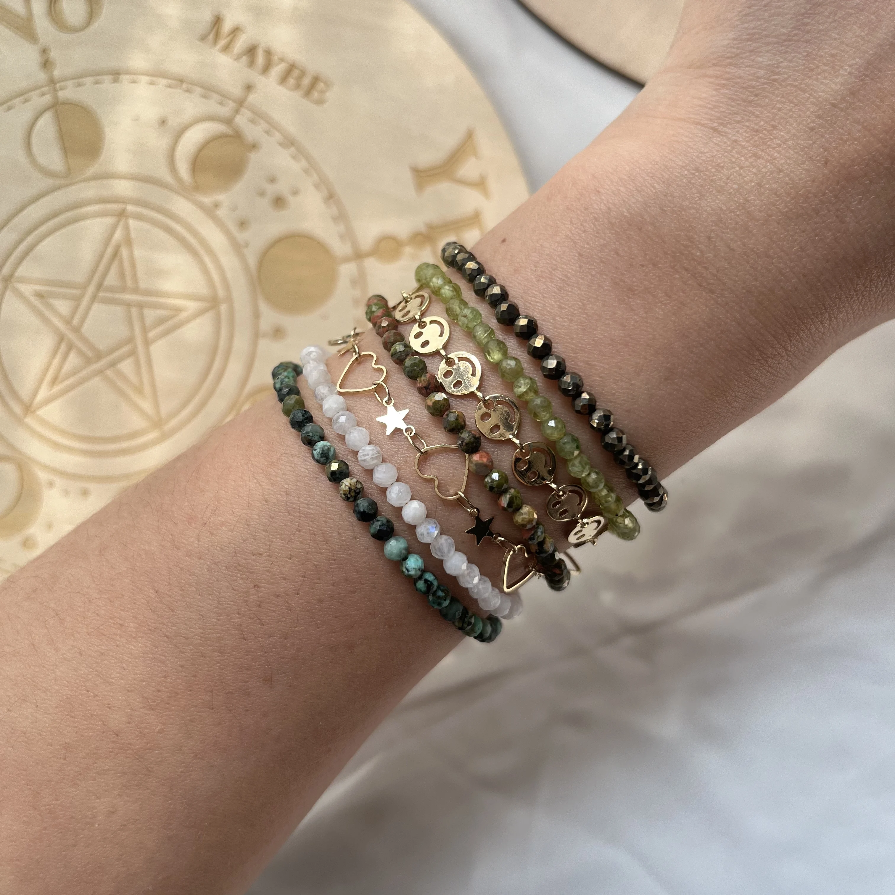 سوار Unakite الطبيعي! الأوجه الخرز المرقط الأخضر لذيذ مجوهرات للجنسين للنساء الرجال حجر قابل للتعديل شحن مجاني #5