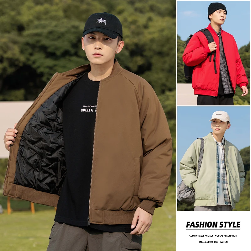 جديد الشتاء الرجال القطن Jaet Thiened الدافئة عادية Faionable ألياف البوليستر 00% البيسبول طوق الطول العادي #1