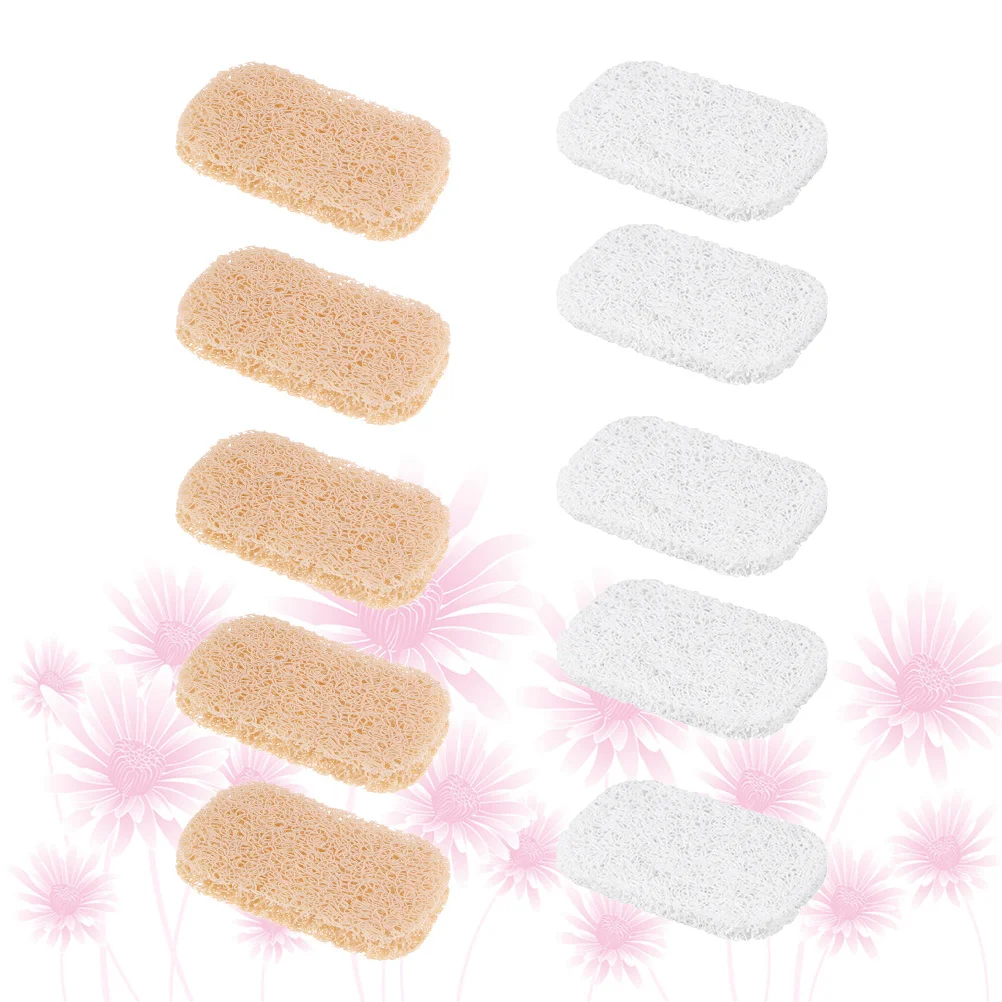 10 قطعة وسادة الصابون المضادة للانزلاق حامل الصابون طبق الذاتي استنزاف بار التوقف للحمام المطبخ تخزين جاف نظيف القطع الناقص الأبيض البيج #4