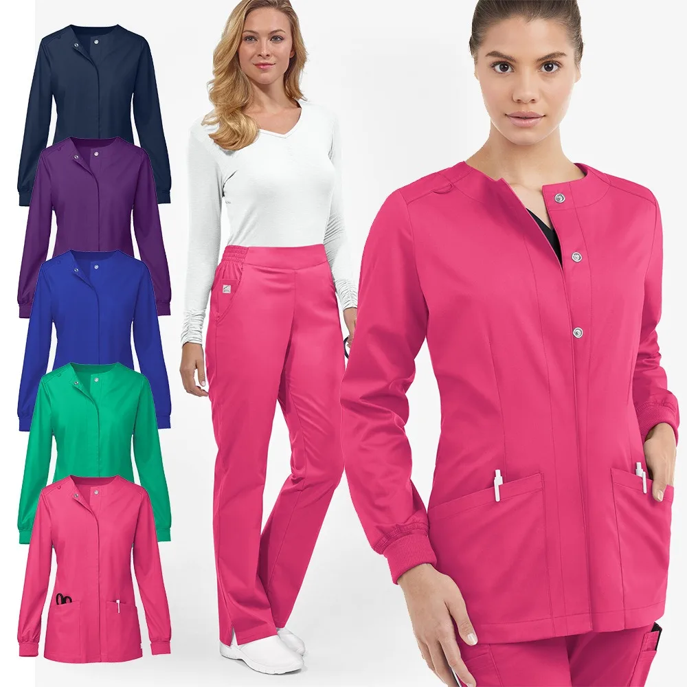 

Long-Sleeve Scrub Set with Buttoned - Medical Workwear for Doctors, Nurses & Beauty Salons, Professional Hospital Uniforms