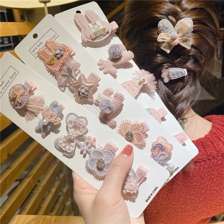 Korean Baby Girl Cartoon Fruit and Flower Hair Clips Collection Premium Cute Toddler Hair Clamps for Children Everyday Wear