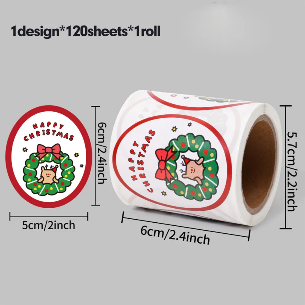 

120pcs Merry Christmas Stickers Christmas Theme Self-adhesiv Stickers For DIY Gift Baking Package Envelope Stationery Decoration