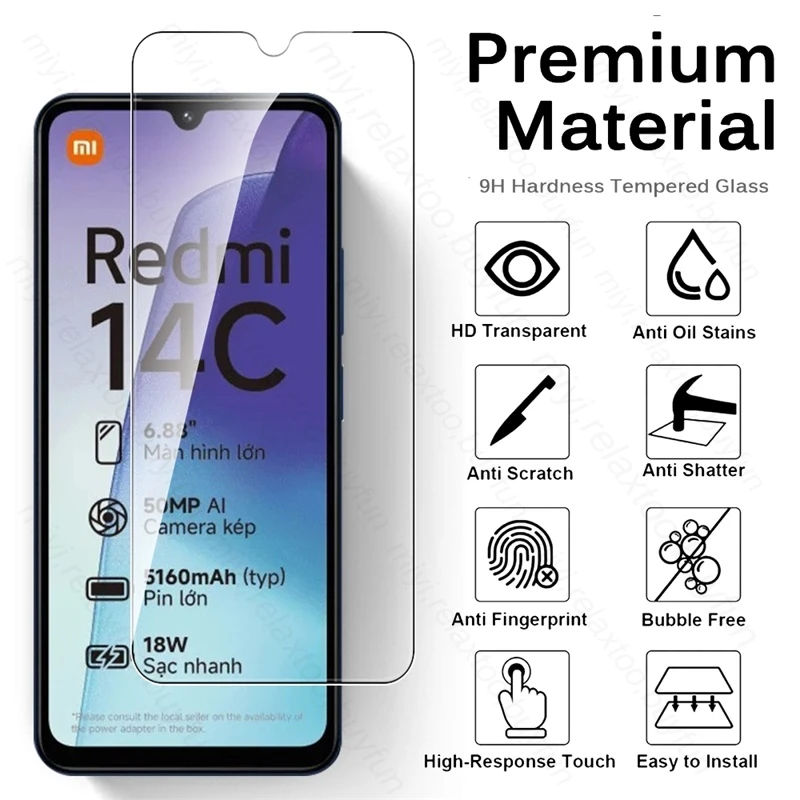 Redmi14C 4G Glas 4Pcs 9H Tempered Glass Screen Protector for  Redmi 14C 13C 12C 10C 9C NFC 4G Protective Glass on Redmy 14C 14 C