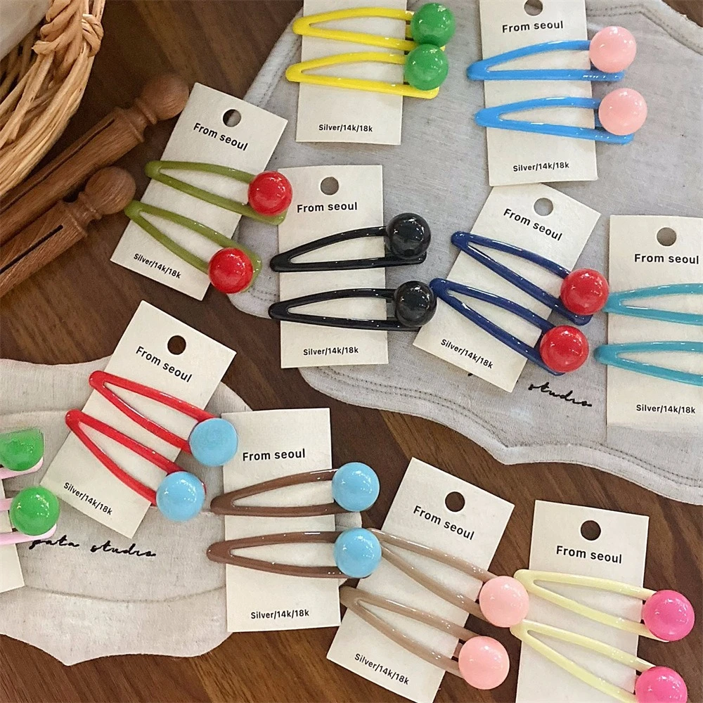 

2 шт./компл., зажимы BB ярких цветов для девочек Y2K, простые металлические зажимы для девочек, милые маленькие заколки, головной убор, детские аксессуары для волос