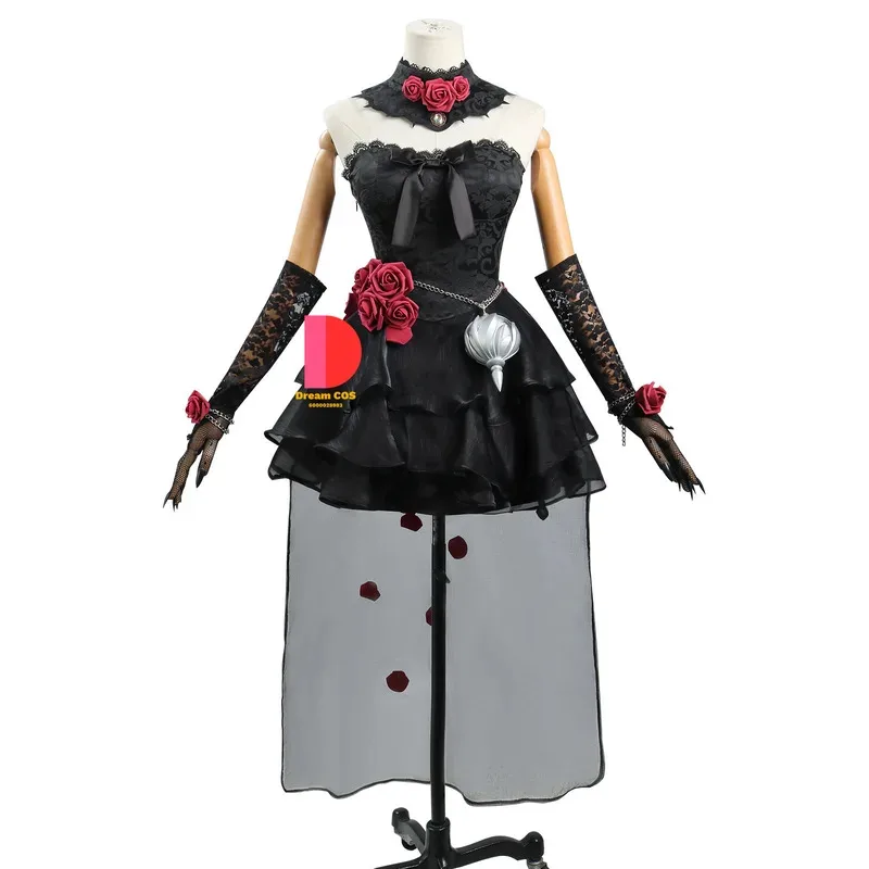 أزياء CyIdentity V Ada Messmer Emile التأثيرية للنساء والرجال فستان وردي أسود لحفلات الهالوين وأعياد الميلاد والعام الجديد