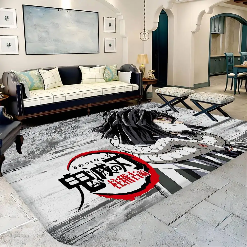 Anime D-Demon S-Slayer I-Iguro O-Obanai Floor Mat Rectangle Anti-slip Home Soft Badmat Front Door Indoor Outdoor Mat