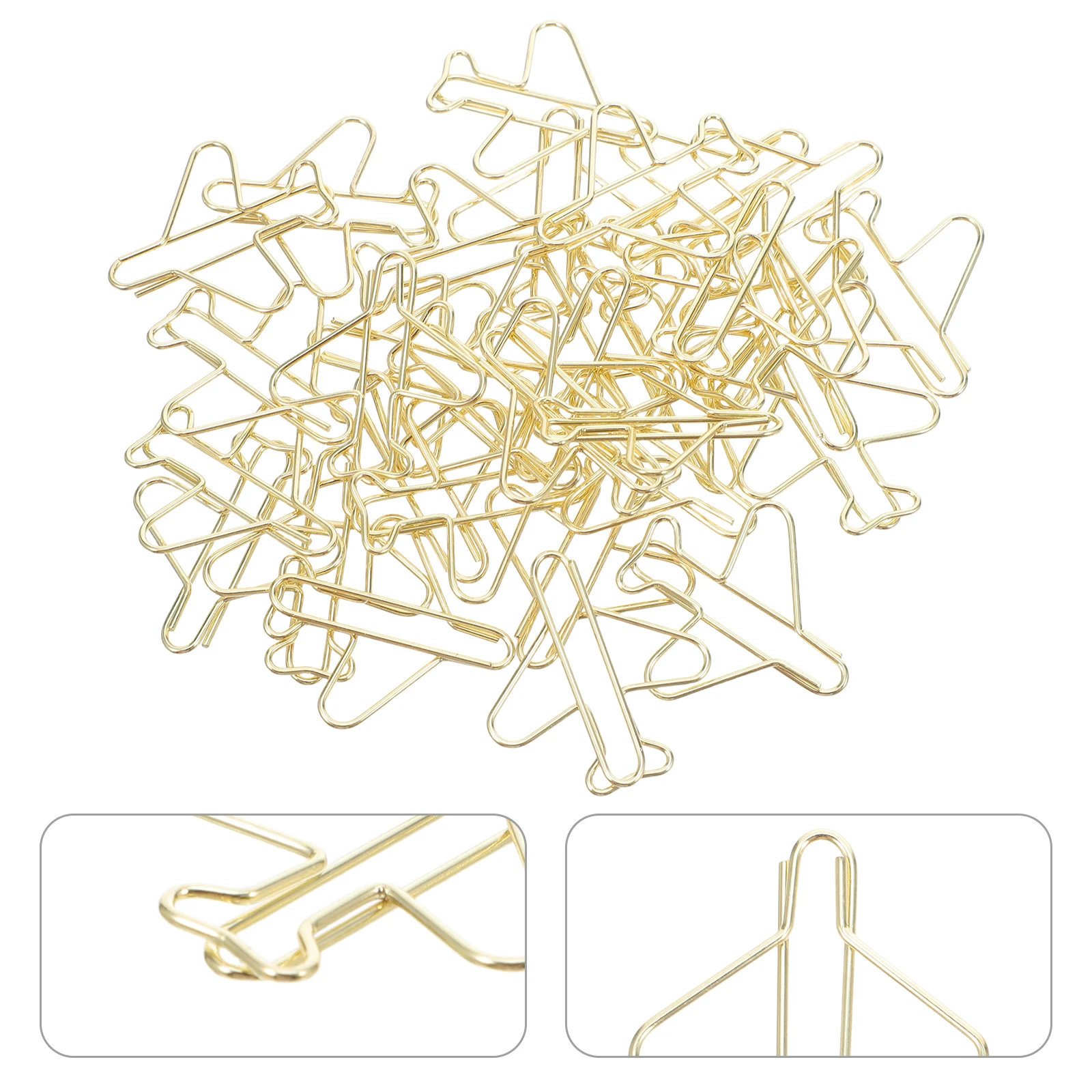 100pcs Unique Airplane Design Paper Clips Durable Metal Stationery Document Management Bookmarks for Office Use