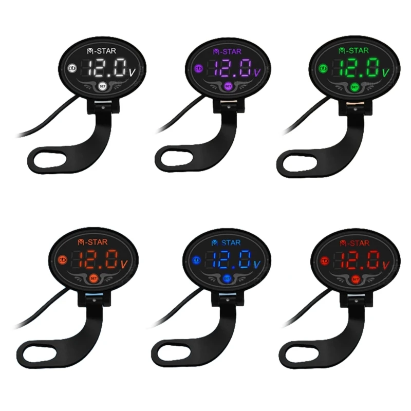 Digital Voltmeter for Motorcycle Accessory Voltmeter Gauge for Dc 9-24V Voltage Panel Meter Waterproof LED Display Voltm