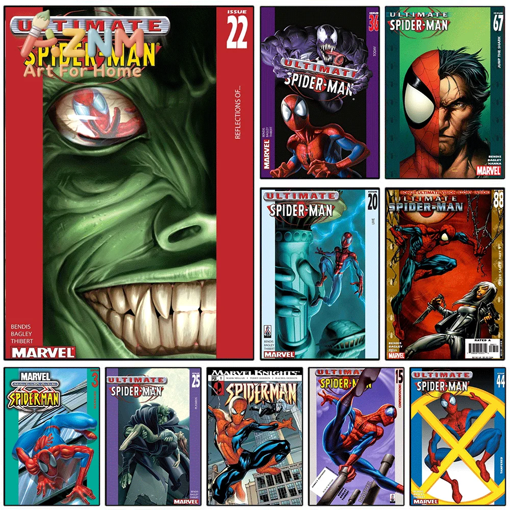 Marvel Ultimate Spider-Man Issue 22 Green Goblin Face Comic Canvas Wall Art Superhero Print Home Living Room Kids Bedroom Deco