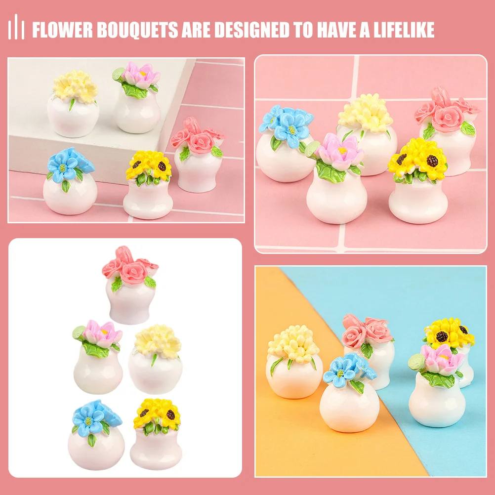 

10pcs Resin Artificial Mini Potted Plants Fade-Resistant For House Decor Gift Miniature Bonsai Home Desktop Ornament Garden