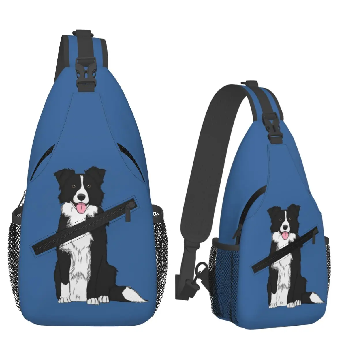 Border Collie Chest Bag Men Sling Crossbody Backpack Chest Bag Travel Hiking Daypack Shoulder Bag