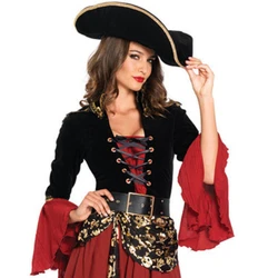 Halloween Costume Masquerade Red Pirate Cos Captain Jack Sparrow Adult Female Pirates of The Caribbean Performance Clothes