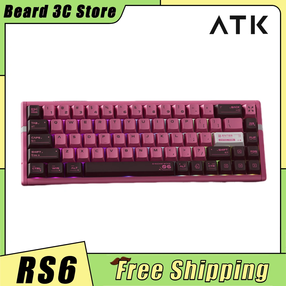 Teclado com interruptor magnético atk rs6, teclado para jogos com fio, 8000hz, 0.005mmrt, liga de alumínio, teclado mecânico, acessório personalizado para pc