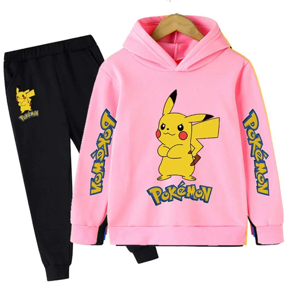 Kawaii pokemon Hoodie Kinder Kinder Cosplay Kinder Jungen Sweatshirt Hosen Kleidung Sets Mode Mädchen Hoodies Frühling Herbst Kleidung