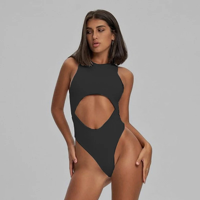 Biikpiik sexy aushöhlen ärmellose Frauen Bodys Clubwear o Hals rücken frei solide Stram pler prägnante Basic Overalls lässige Outfits