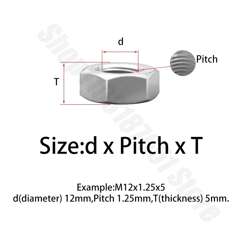 Hex Nut M7 M8 M9 M10 M12 M14 M16 Galvanized/Nickel Plating Fine Thread Hexagon Thin Nuts Lighting Nut Pitch 0.75/1/1.25/1.5mm