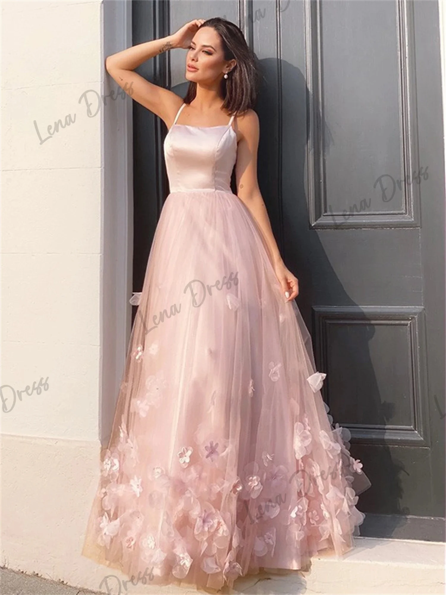 Lena-3D Flower Dress Party Evening Elegant Luxury Celebrity Pink Sling Dress Suitable for Ball Dresses Women's Cocktail Party