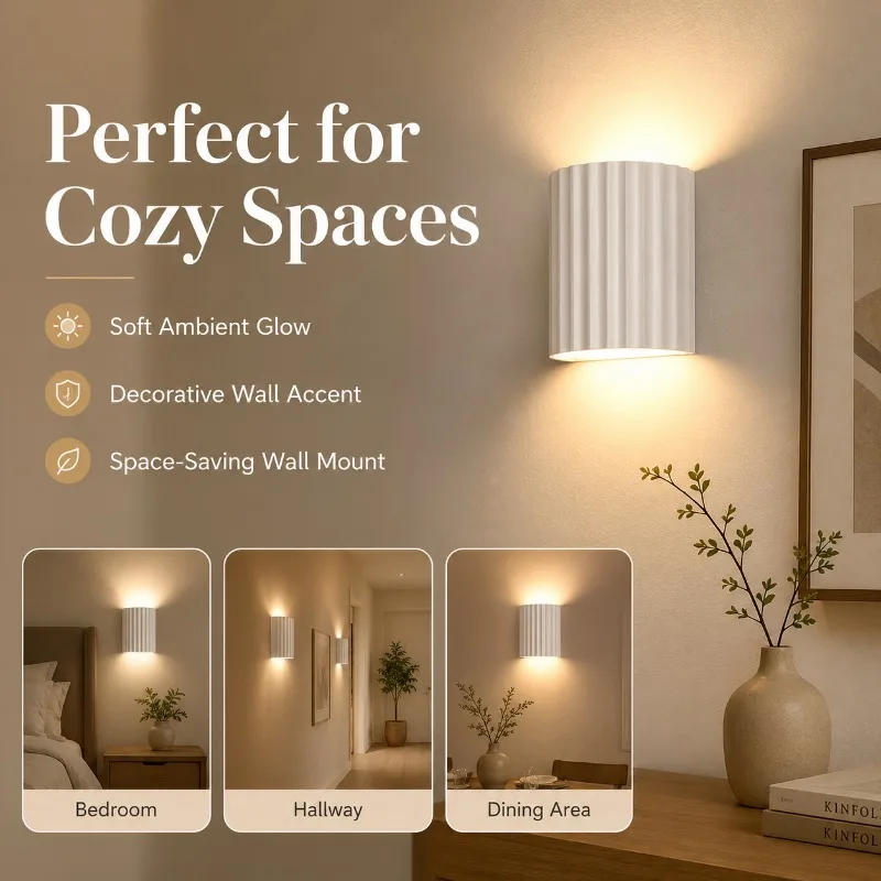 Modern Ribbed Wall Light Up Down G9 Resin Sconce 14cm Warm 3 Color for Bedroom Living Room Cafe Hallway Stairs Decor Wall Light