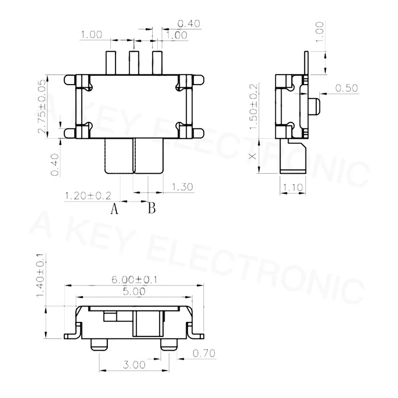 100pcs MSKT-12C00 MINI slide switch 1P2T SPDT 7 pin SMD SMT mini toggle switches yellow white