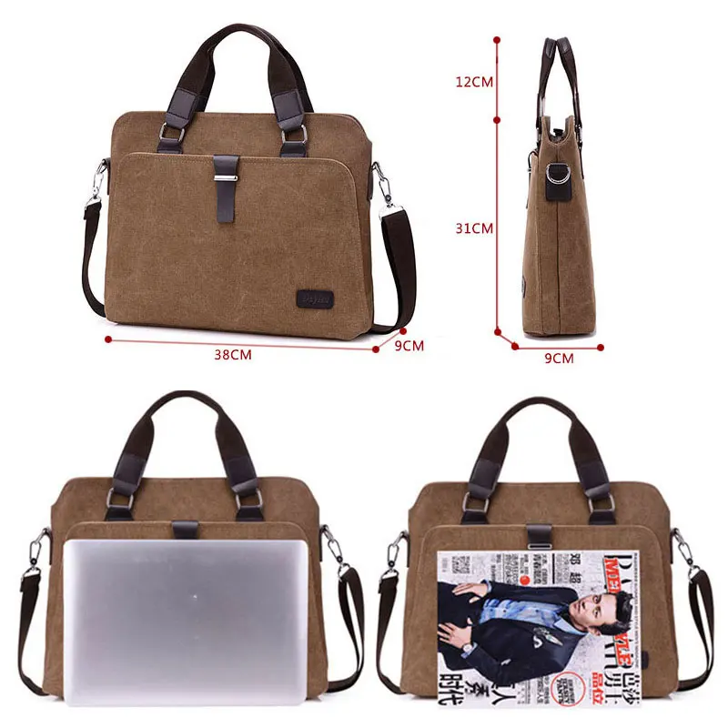 Scione Male Briefcases Big Business Men Messenger Bags Canvas Men\'s Handbags Travel Cross-Body Bags Men Shoulder Bags Black