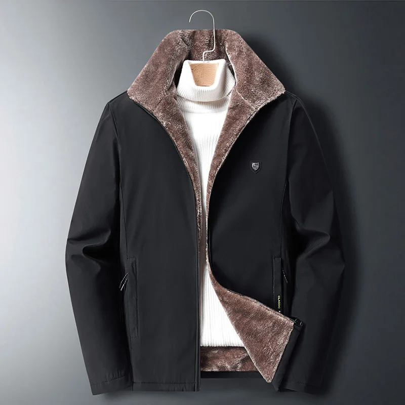 

Stand-up Collar Outdoor Cotton-Padded Male Windbreaker Jackets Outwear Men's Thicken Parkas Warm Winter Cashmere Fleece Coats