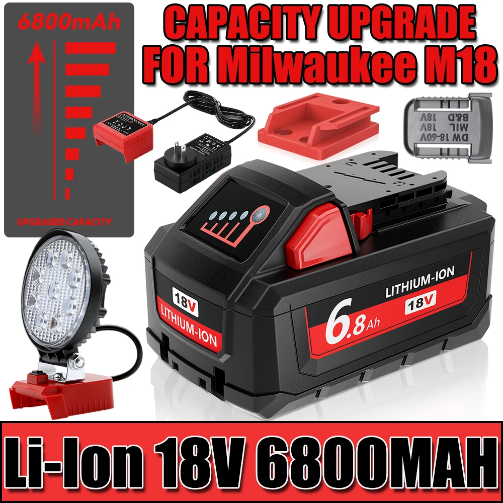 For Milwaukee M18 18V Replacement For Milwaukee M18B5 XC 3500mAH/6800mAH/8000mAH Li-ion Battery M18B 48-11-1850 2604-22 2604-20