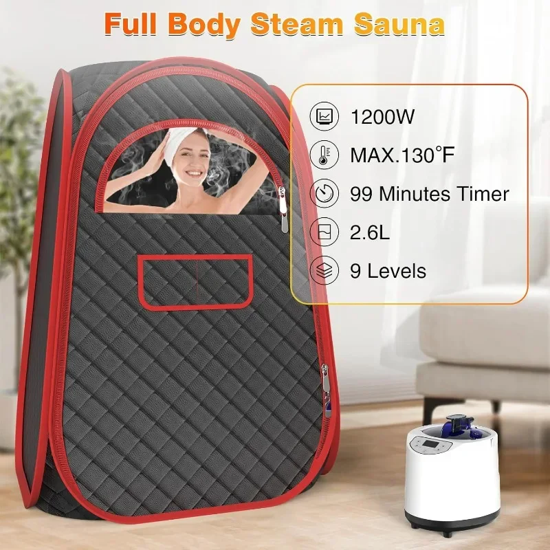 Caixa de sauna portátil - sauna a vapor de corpo inteiro, sauna portátil para casa com vaporizador de 2,6 L 110V, controle remoto, fácil de transportar