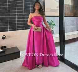 GIOIO Strapless Evening Dresses Sleeveless Fuchsia Formal Customized Ruched Vintage Elegant Prom Gowns Party Women Customized