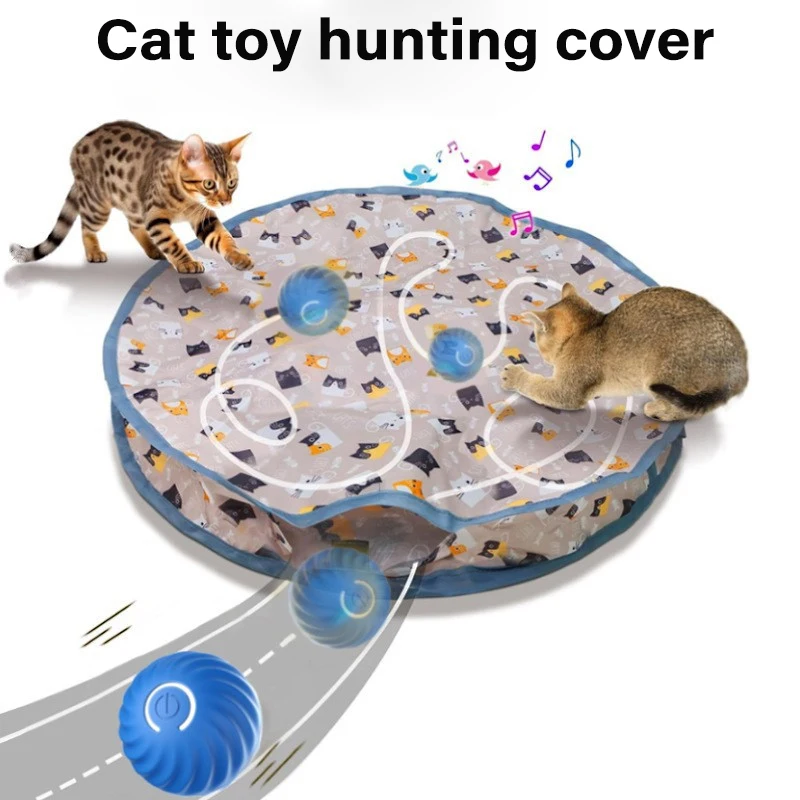 Interactive Cat Toys Ball Fast Rolling in Pouch Motion Activate Chirping Cat Toy Hide and Seek Mouse Catching Game Toys