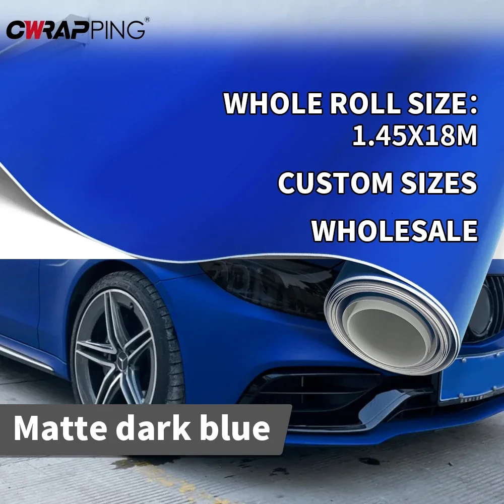 Hood Sticker for Car Tuning Stickers 1.45x2/3/6/28m Matte Film Wrapping Vinyl Bubble-free Dark Blue Rear Bumper Waterproof Wrap