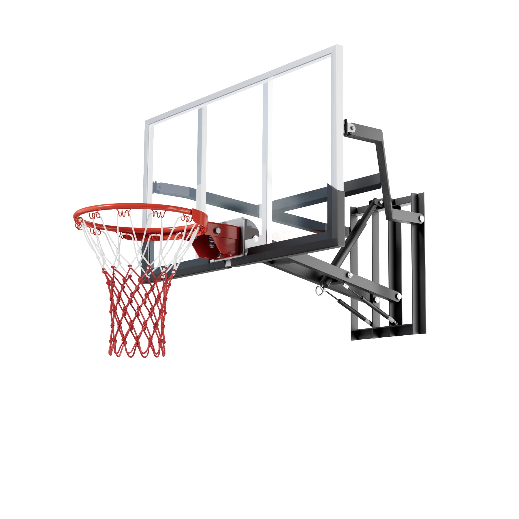 Hand Cranked Lifting Basketball Stand Wall Mounted Adjustable-Height and Fixed Basketball Hoop with QuickPlay Design