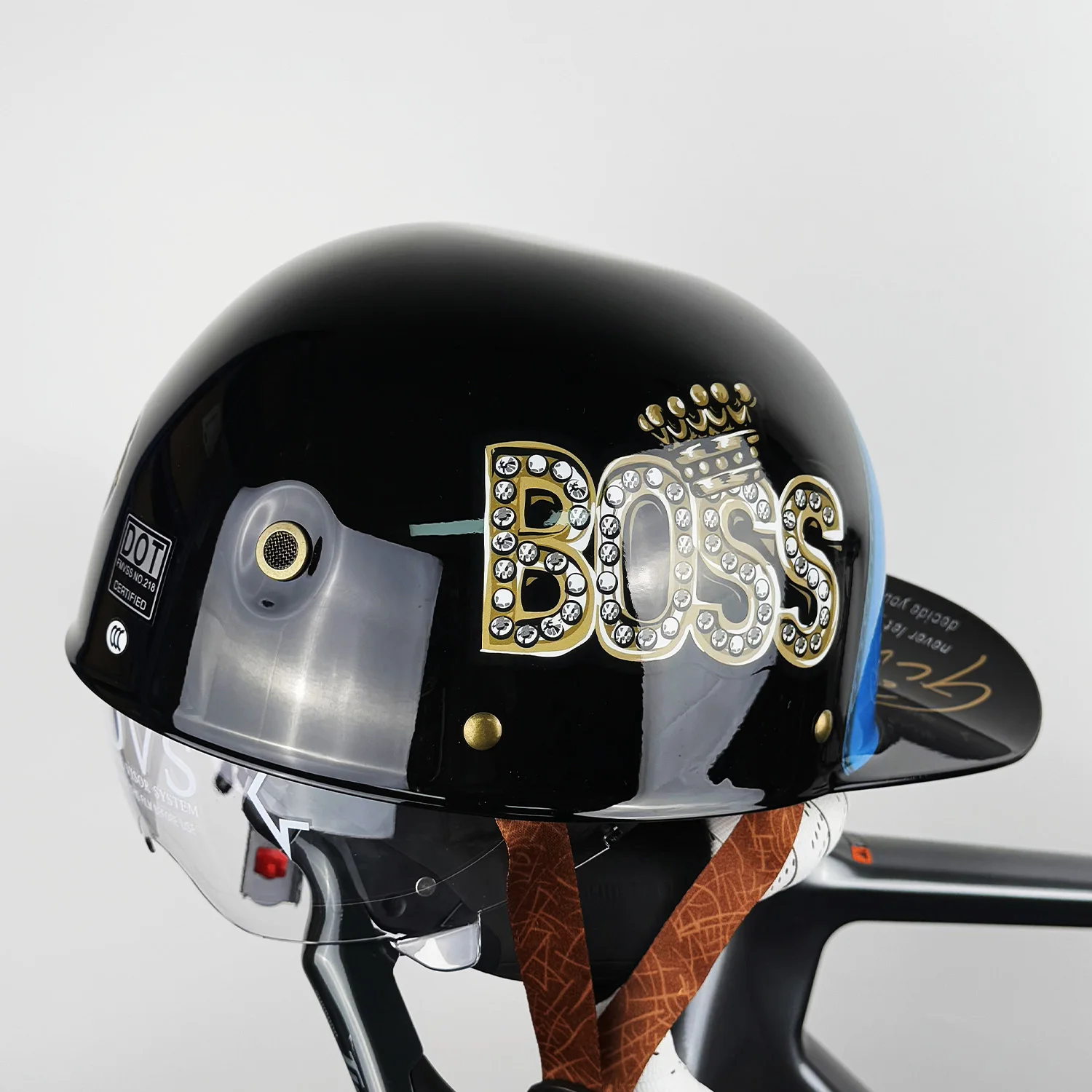 Adult Semi-Open Face Summer Retro Motorcycle Helmet, Retro Half Helmet with Baseball Cap Style, Kids Off-Road Motorcycle Riding,