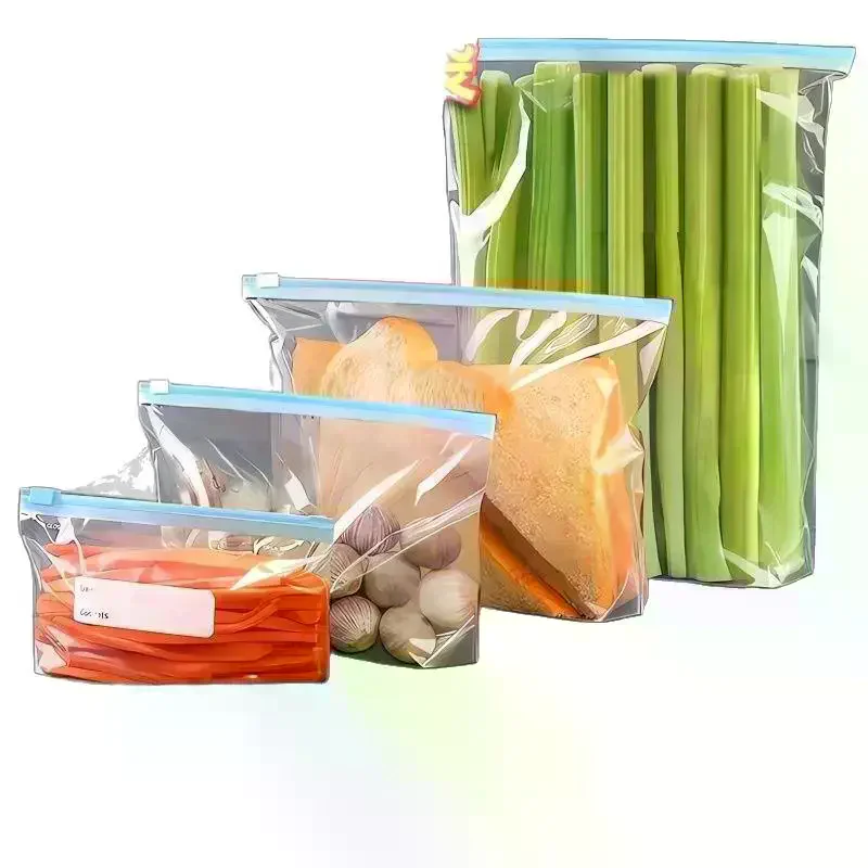 Thick Food Storage Bags  Leakproof Microwave Safe For Kitchen Fridge Food Storage Reusable