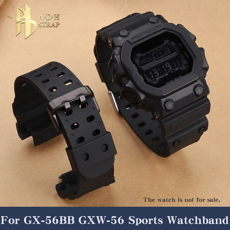 For Casio G-SHOCK Large Block Series GX-56BB GXW-56 Men's TPU Sports Watchband Outdoor Hiking Watch Strap Black Belt