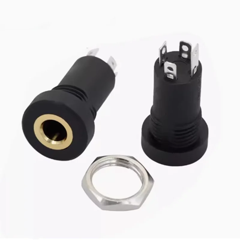 5pcs PJ392A 3.5mm Audio Jack Socket 3 Pole 4 Pole Stereo Solder Panel Mount Gold With Nuts PJ-392A