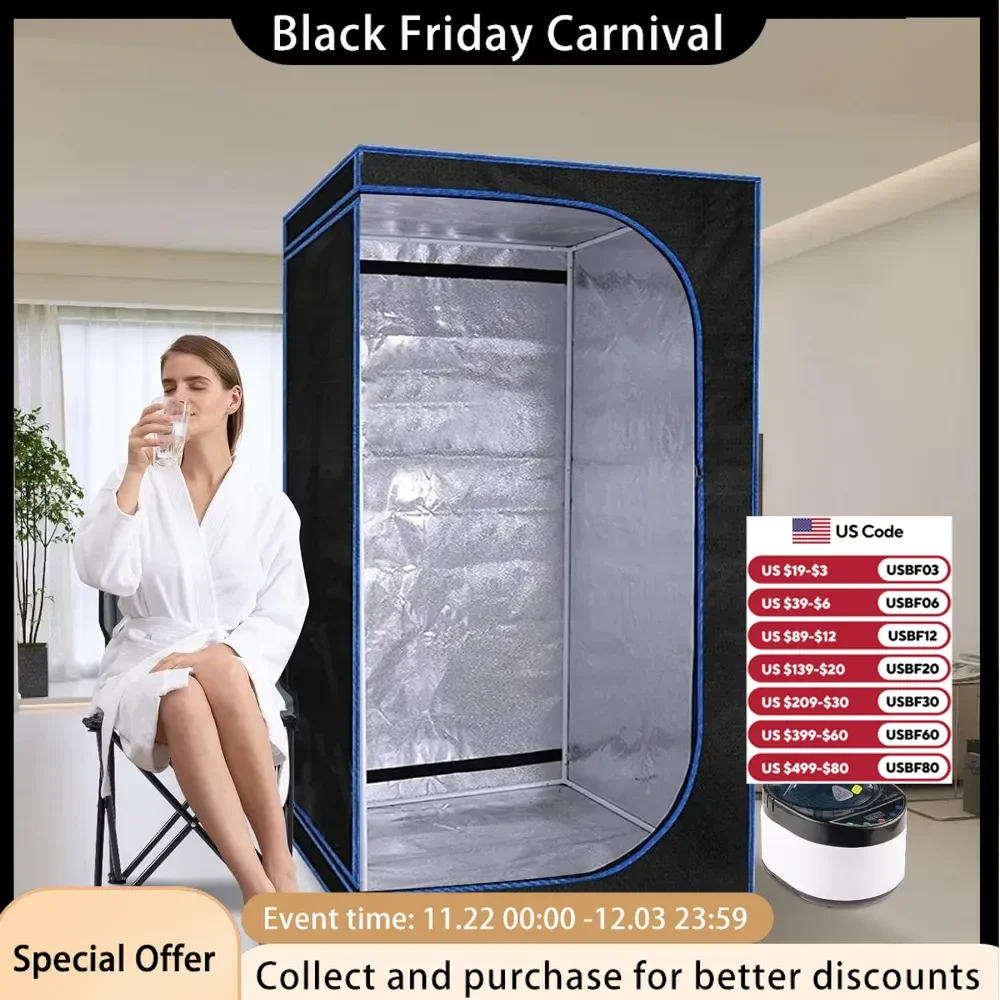 Full Size Portable Steam Sauna Kit,Full Body Sauna Spa 4 Liters 1500 Watt Steamer, Remote Control, Timer, Foldable Chair