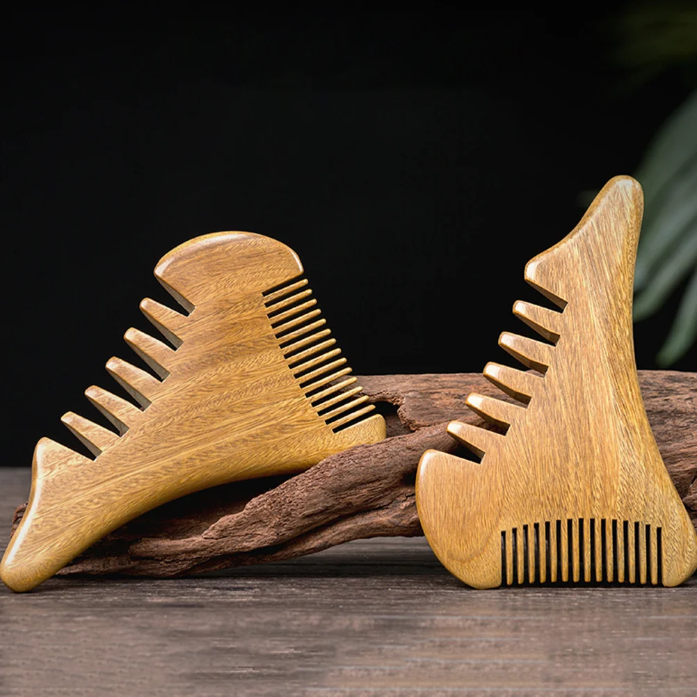 

Натуральная деревянная массажная расческа с широкими зубьями, массажер для кожи головы, без статического прибора для вьющихся густых прямых волос