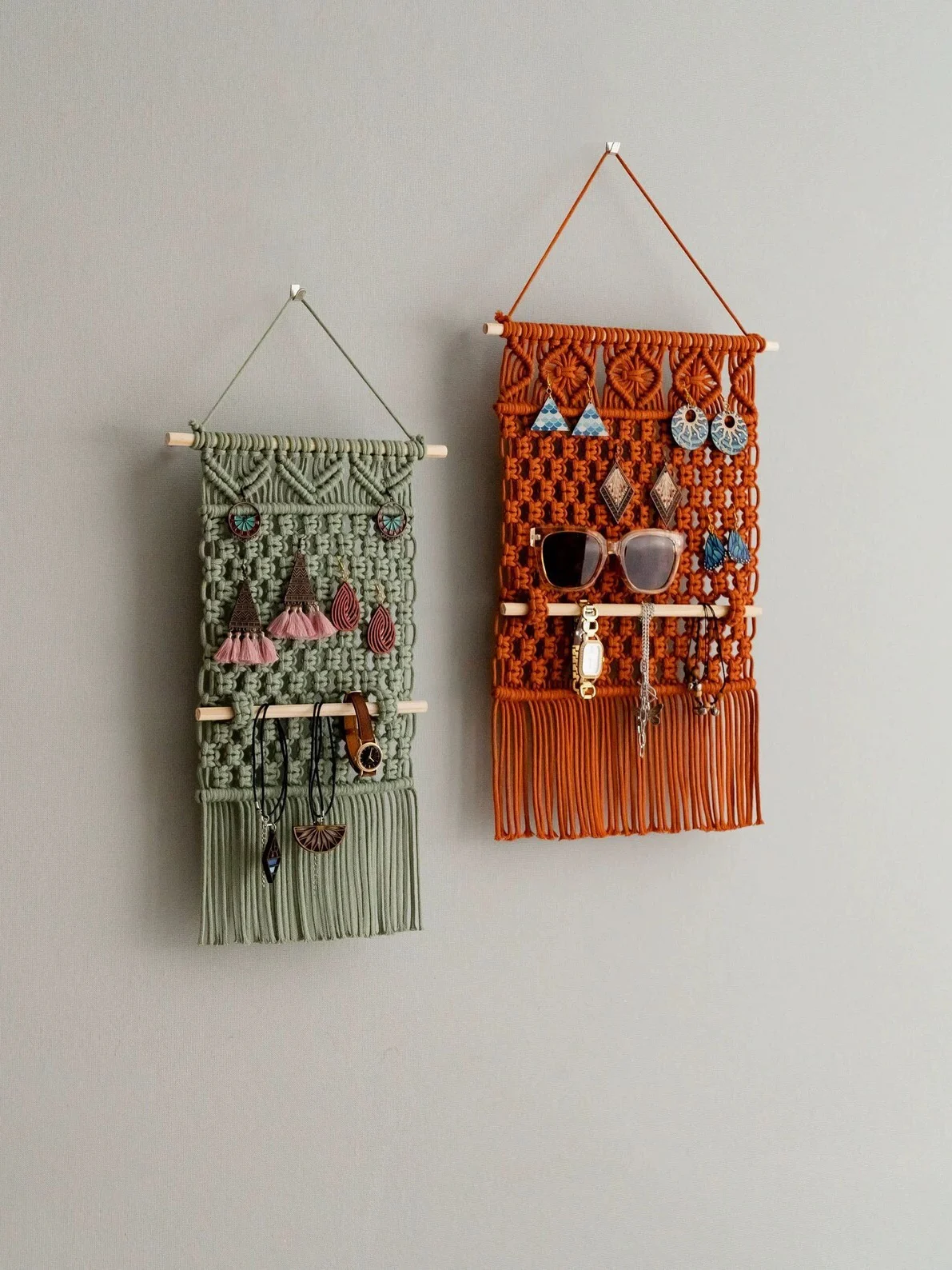 Handcrafted Wall Hanging Earring Storage Organizer Modern Minimalist Cotton Wall Tapestry Decorative Accessories for Home