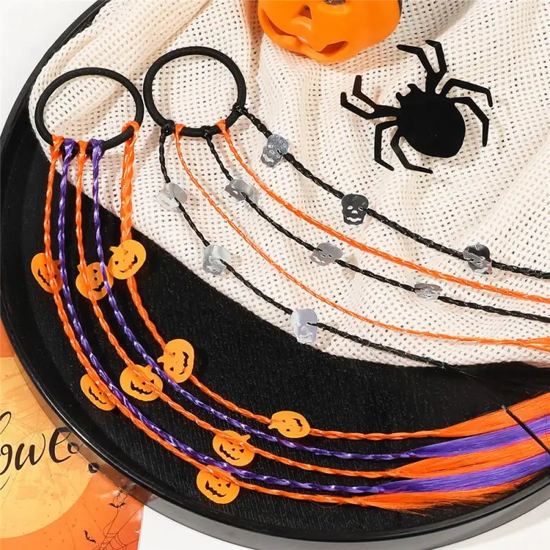 Halloween Wig Pumpkin Hair Rope Bat Hair Rope Rubber Band Braided Hair Women's Hair Band Hair Accessories