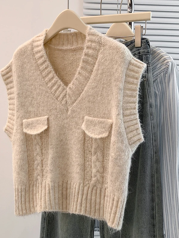 

Ele Knitted Vest Women's Faionable Autumn Outerwear Layering Top Simple Sli Suit Sle Commute Regular Length Pure ...