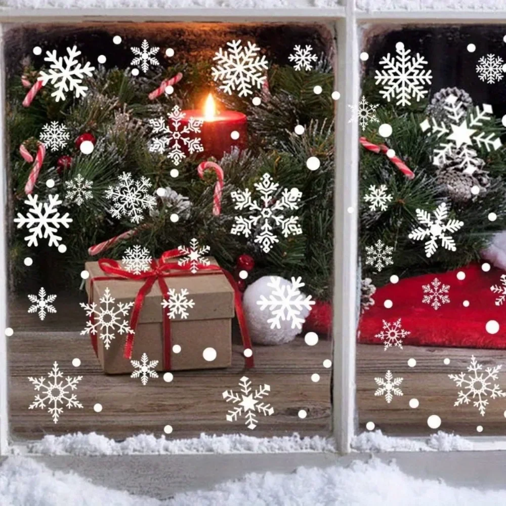 121PCS Christmas Snowflake Window Stickers, Including Various Sizes of Snowflake Patches, Static Adsorption Without Leaving Glue
