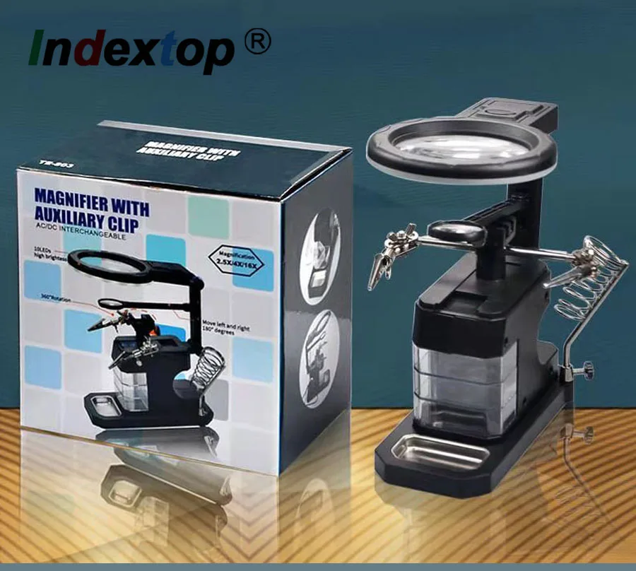 3rd Helping Hand Clip Clamp LED Magnifying Glass Soldering Iron Stand Magnifier Welding Rework Repair Holder Tools PCB Fixture